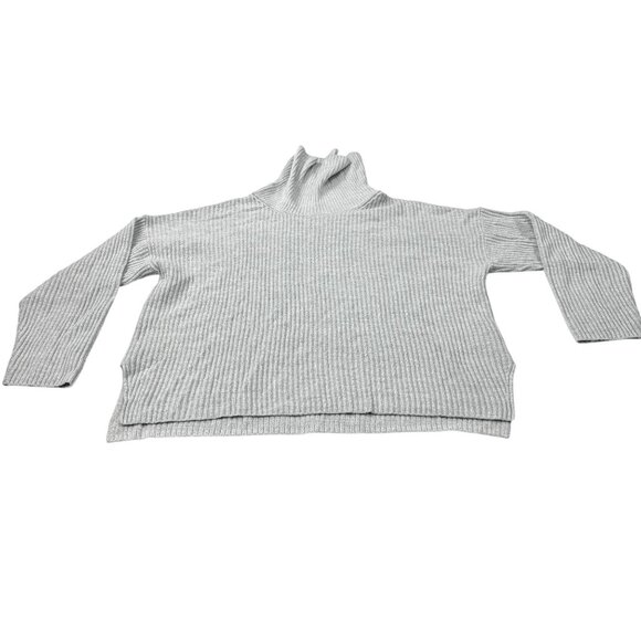 Banana Republic Womens Ribbed Turtleneck Sweater XL Gray Acrylic/Nylon Blend - Picture 6 of 11